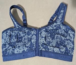Comfort Choice Blue Floral Front-Close Wireless Bra - Size 40DDD NWOT